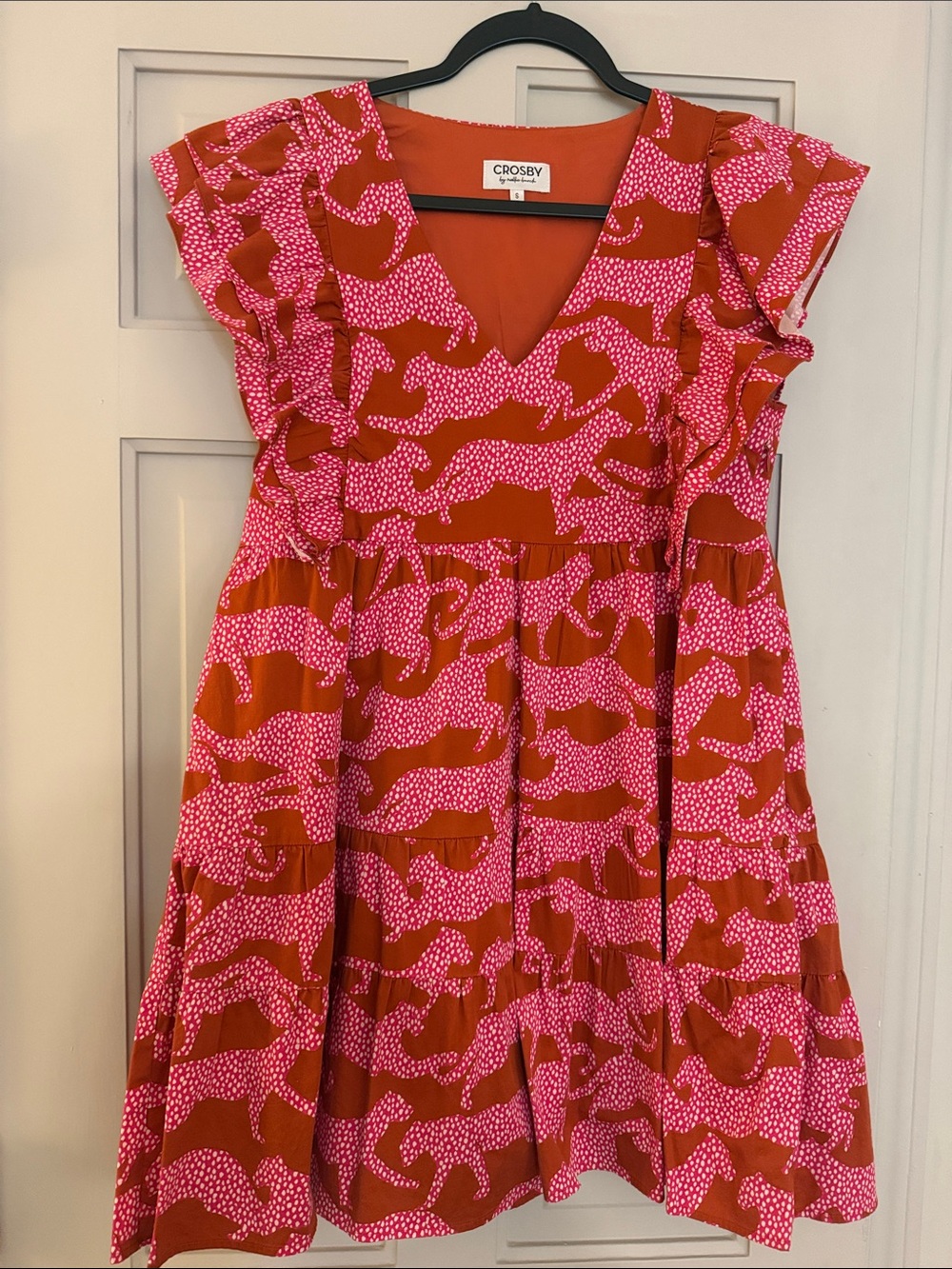 crosby. Pink & Rust Floral-Print Tiered Mini Dress